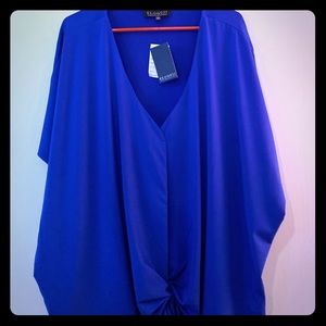 Eloquii Kelly Blue Twist Waist Blouse NWT
